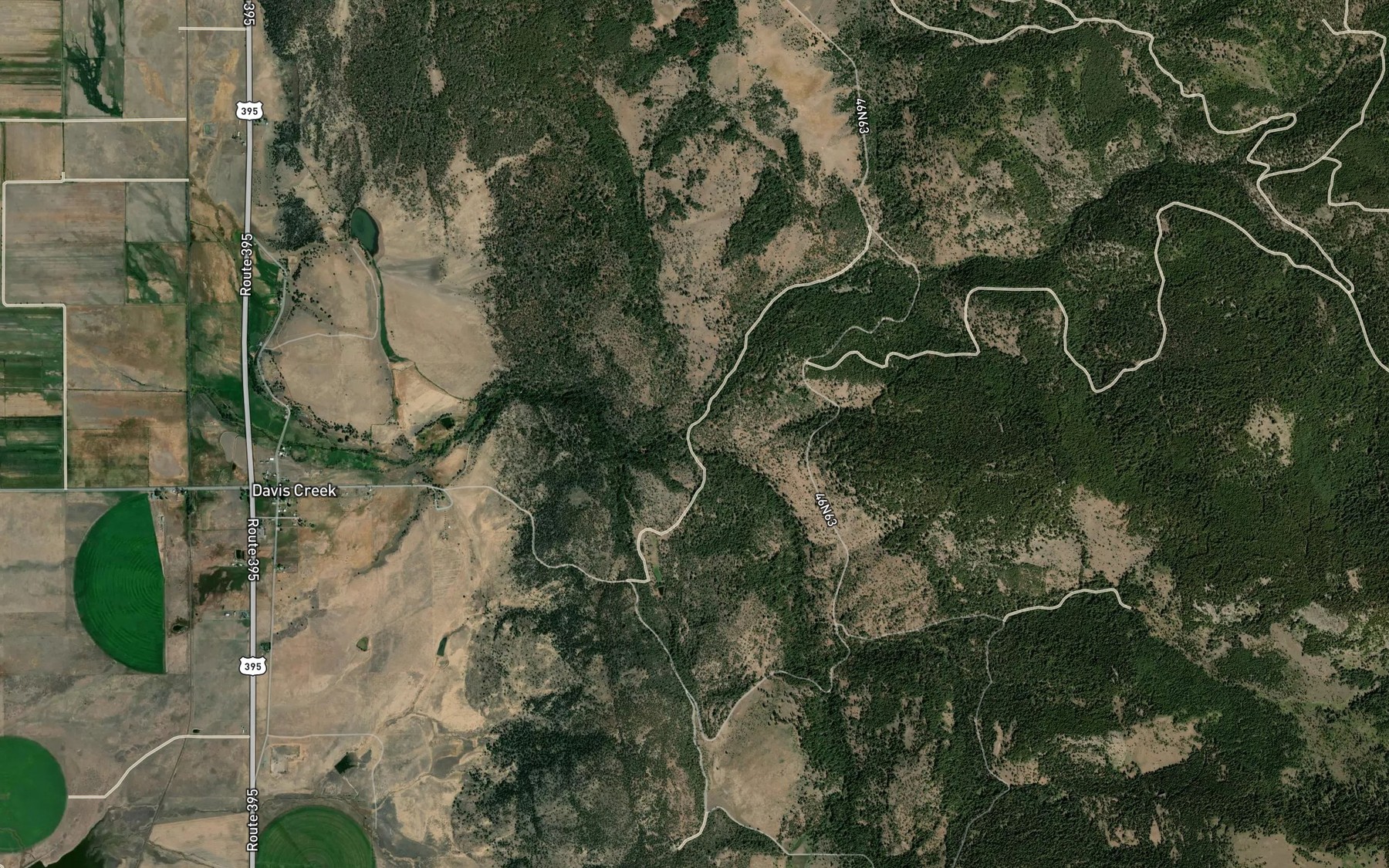Satellite map of the South Fork Davis Creek