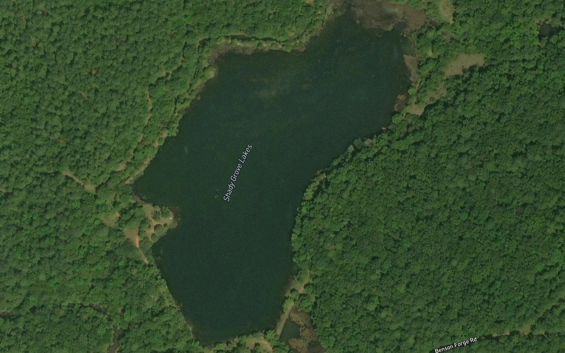 Satellite map of the Shady Grove Lakes