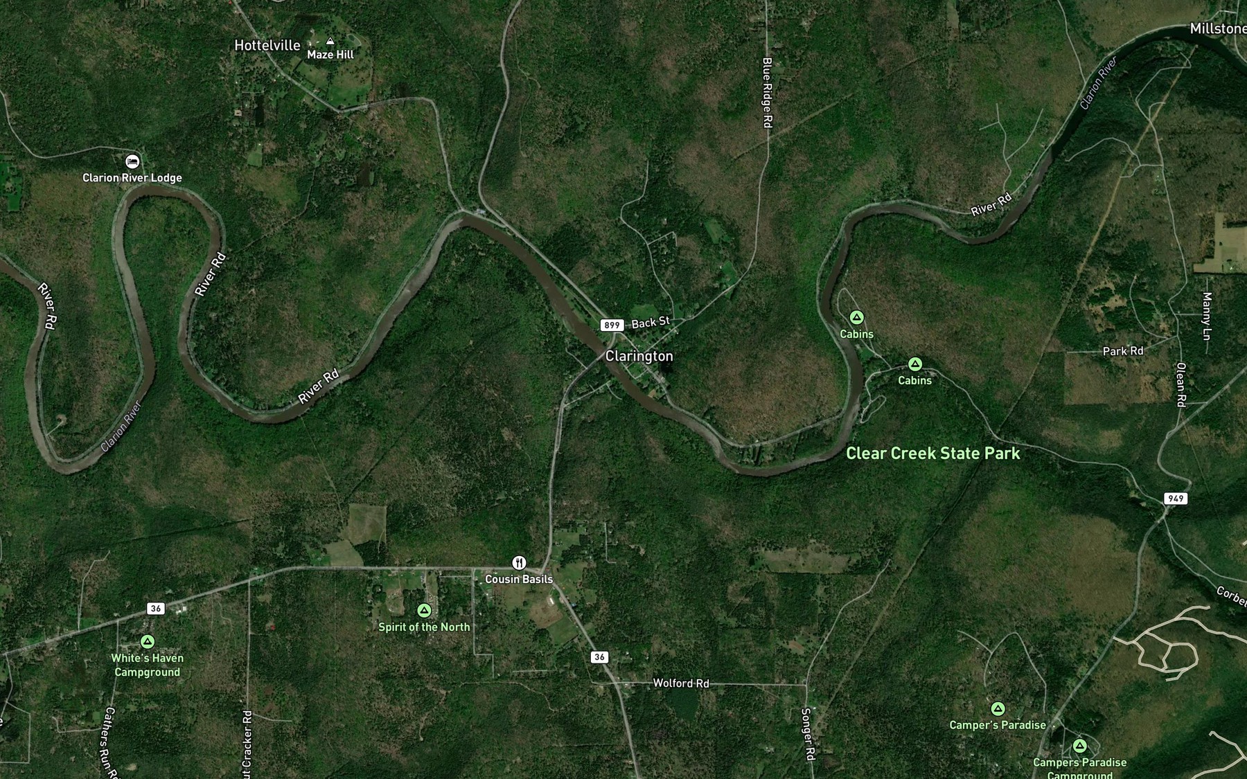 Satellite map of the Tadler Run