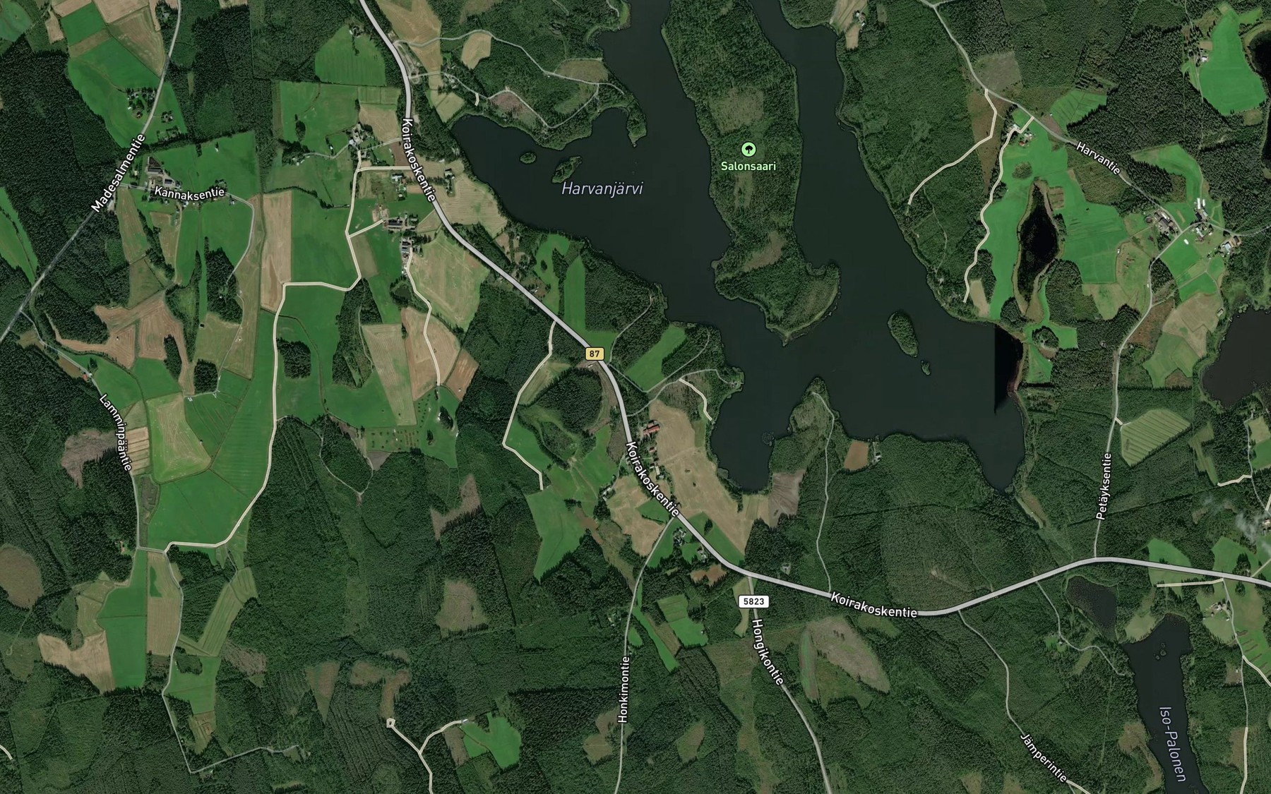 Satellite map of the Harvajarvi