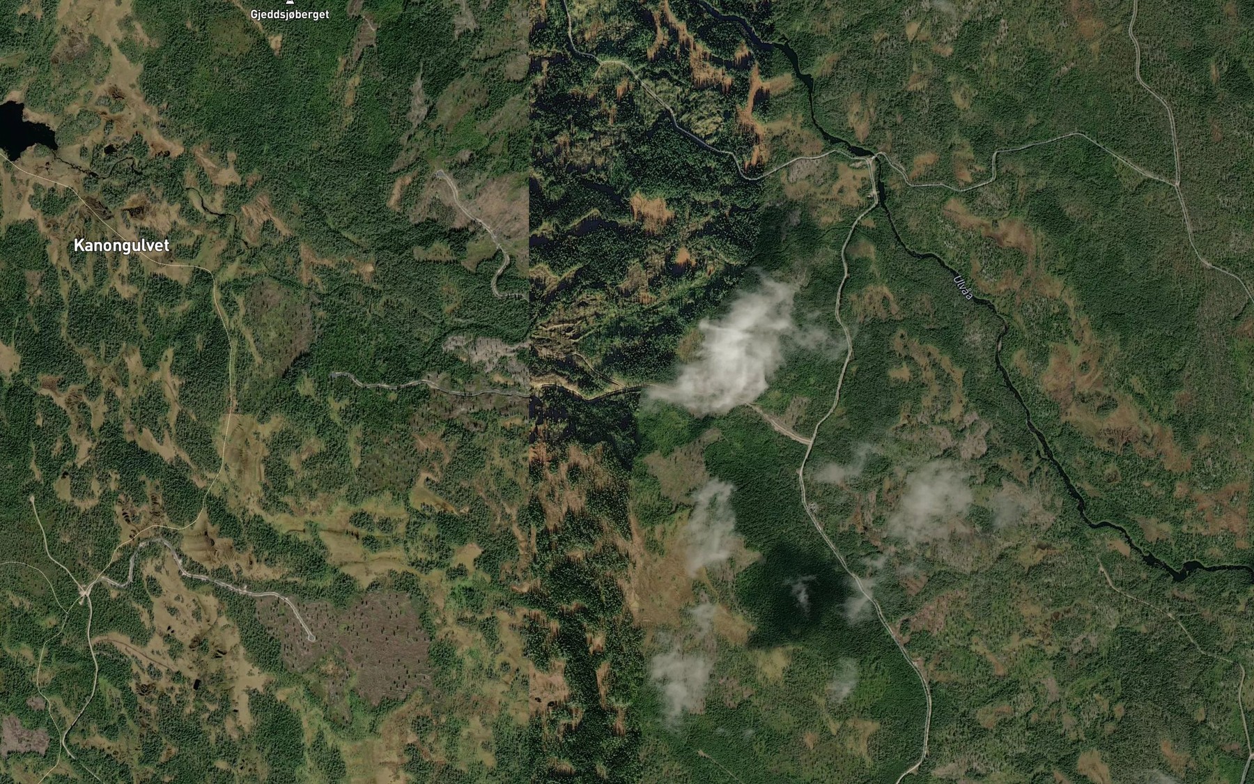 Satellite map of the Trysilkoibekken