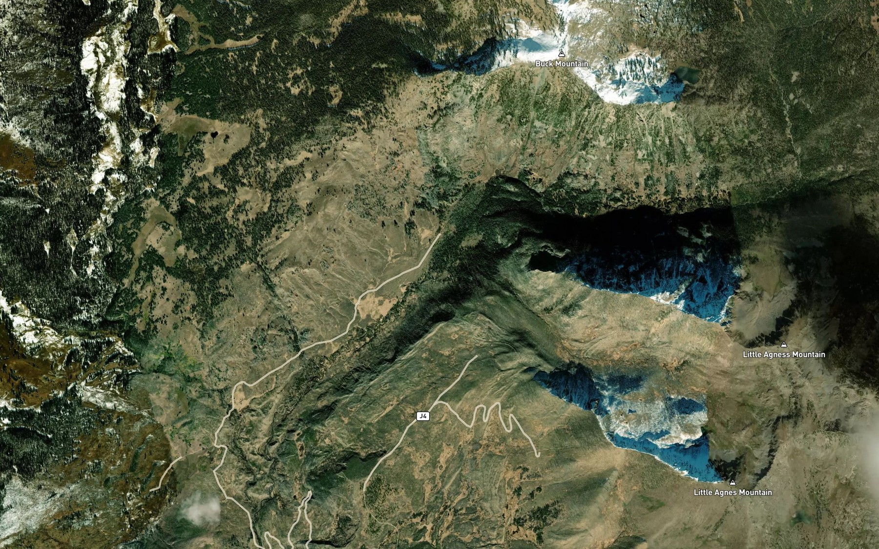 Satellite map of the Agnes Creek
