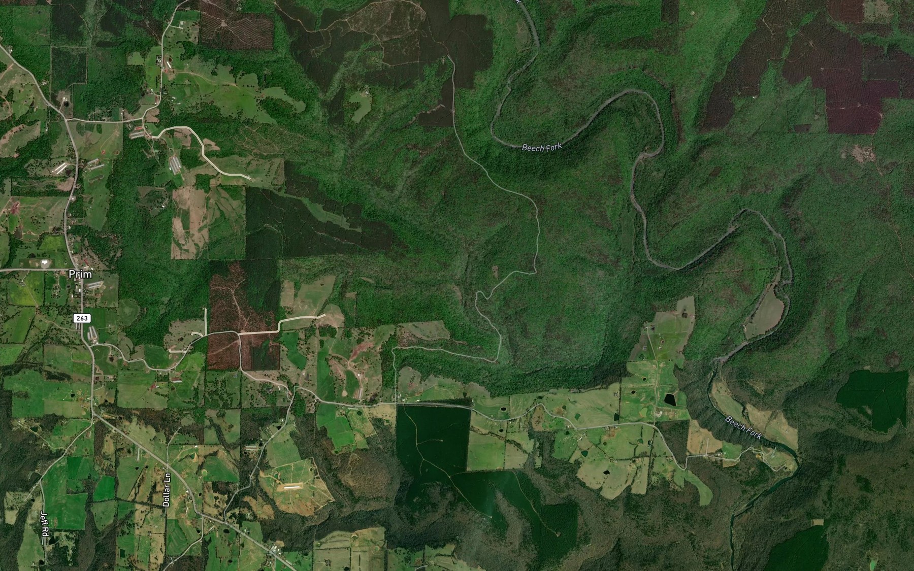 Satellite map of the South Panther Skin Creek