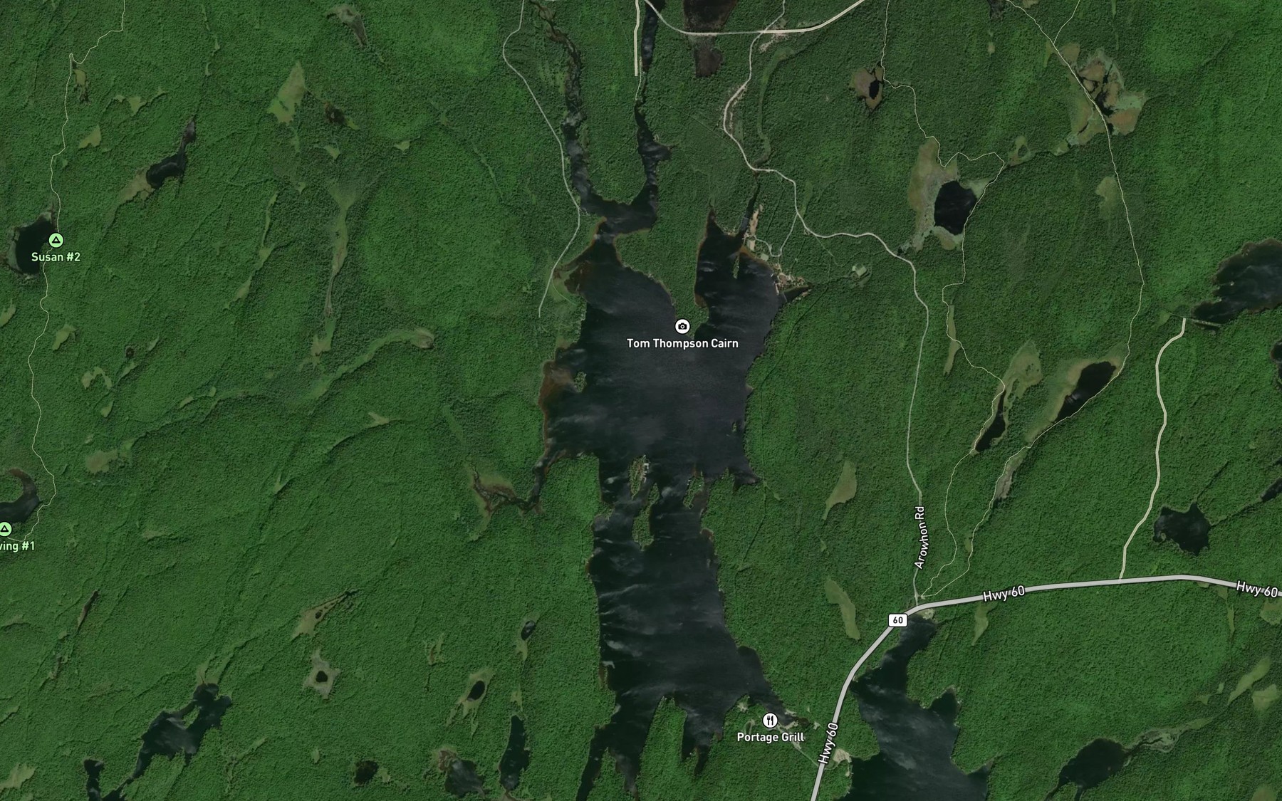 Satellite map of the Canoe Lake