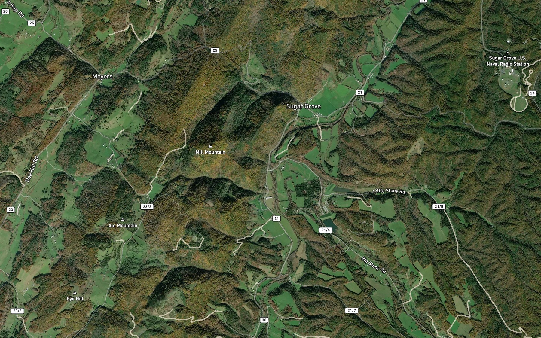 Satellite map of the Stony Run