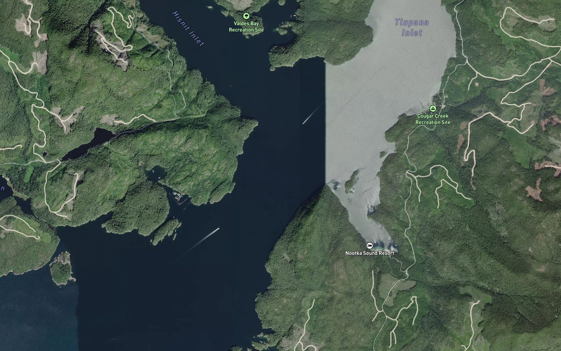 Satellite map of the Tlupana Inlet