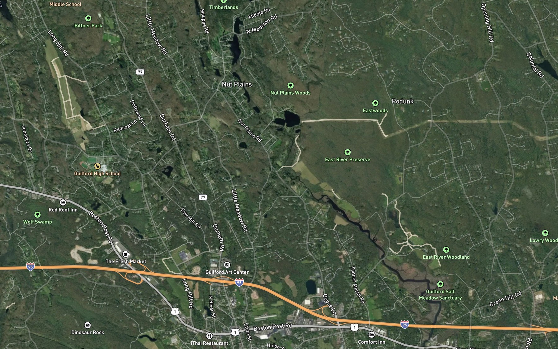Satellite map of the Sullivans Pits Septic Lagoons
