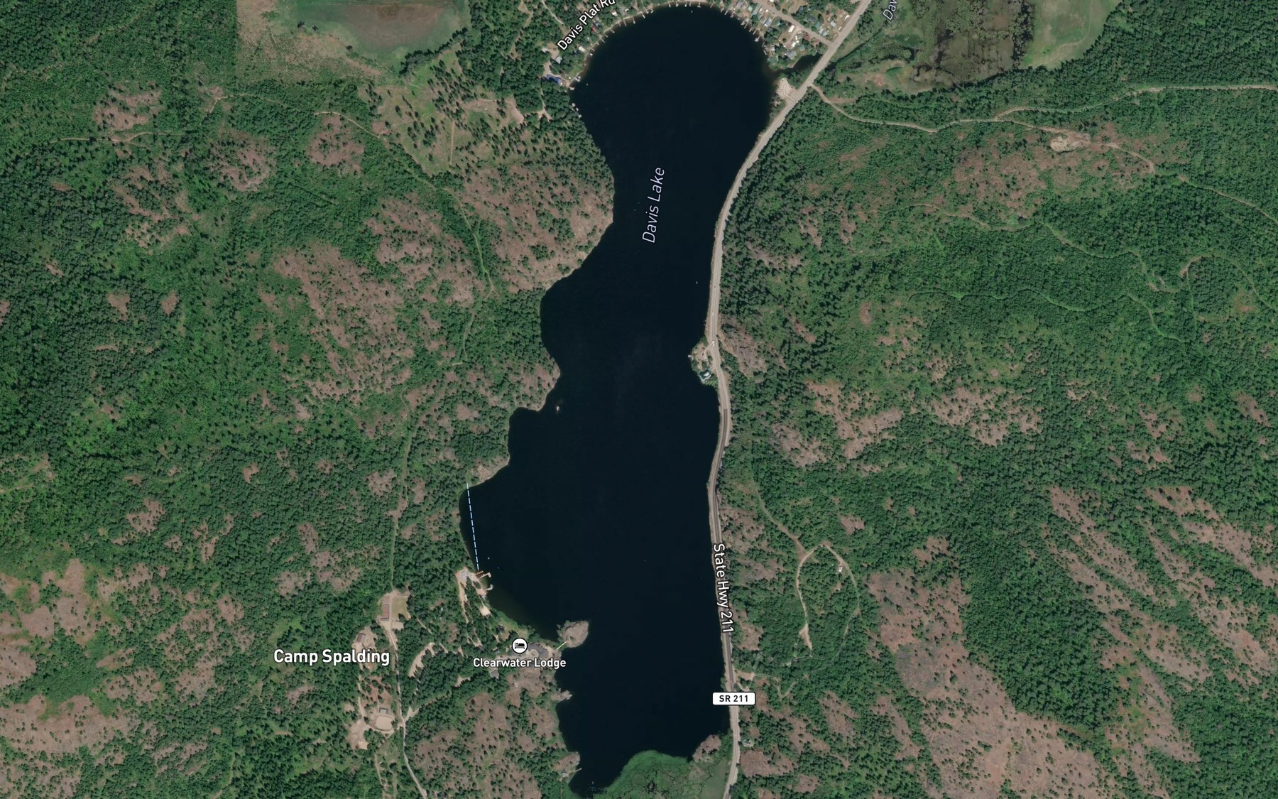 Satellite map of the Davis Lake