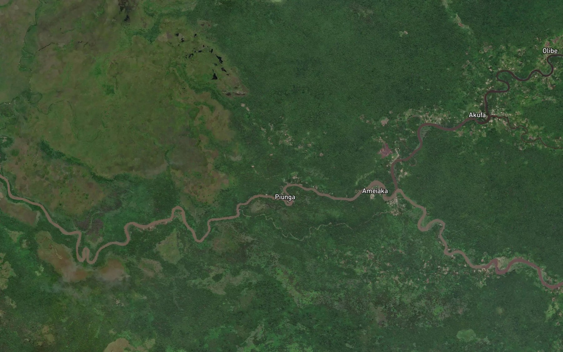 Satellite map of the Ufafa River