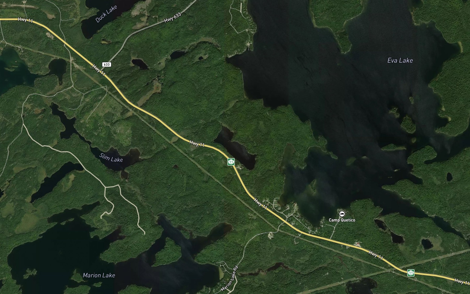 Satellite map of the Duncan Lake