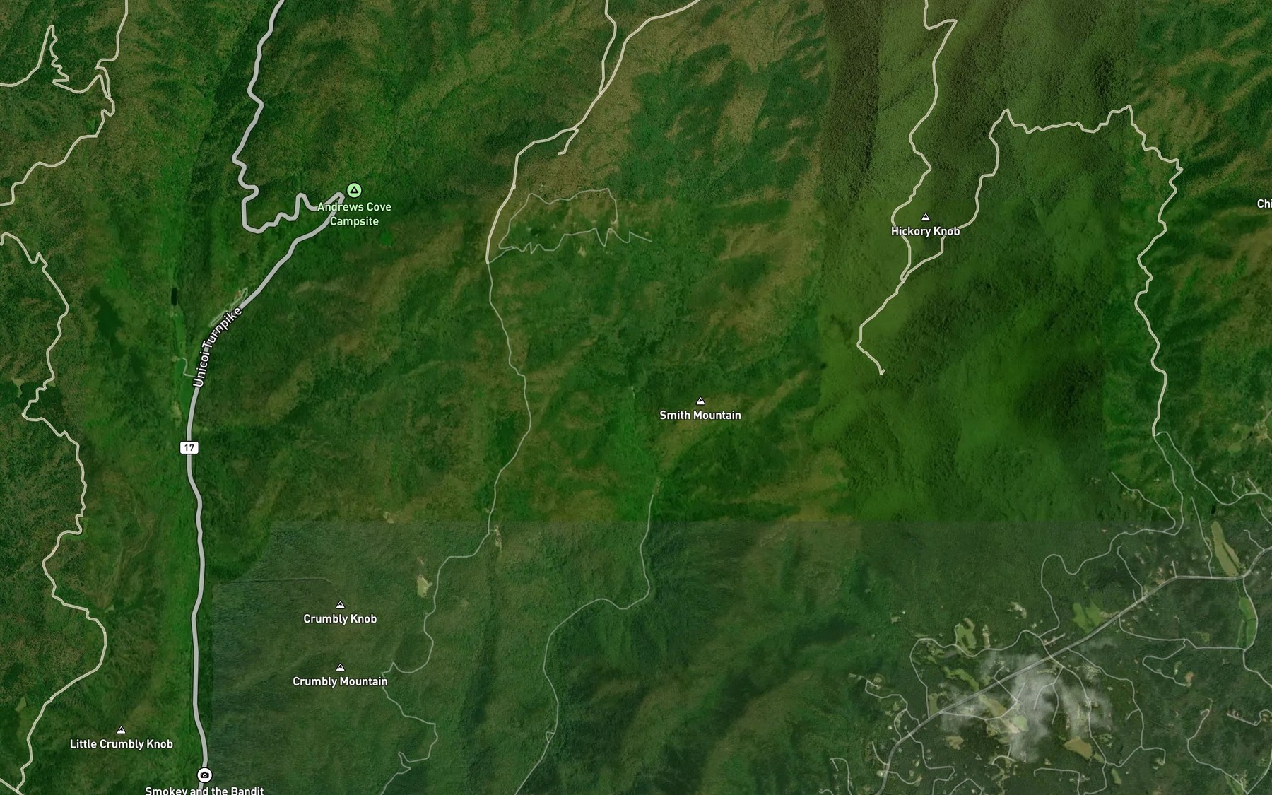 Satellite map of the York Creek