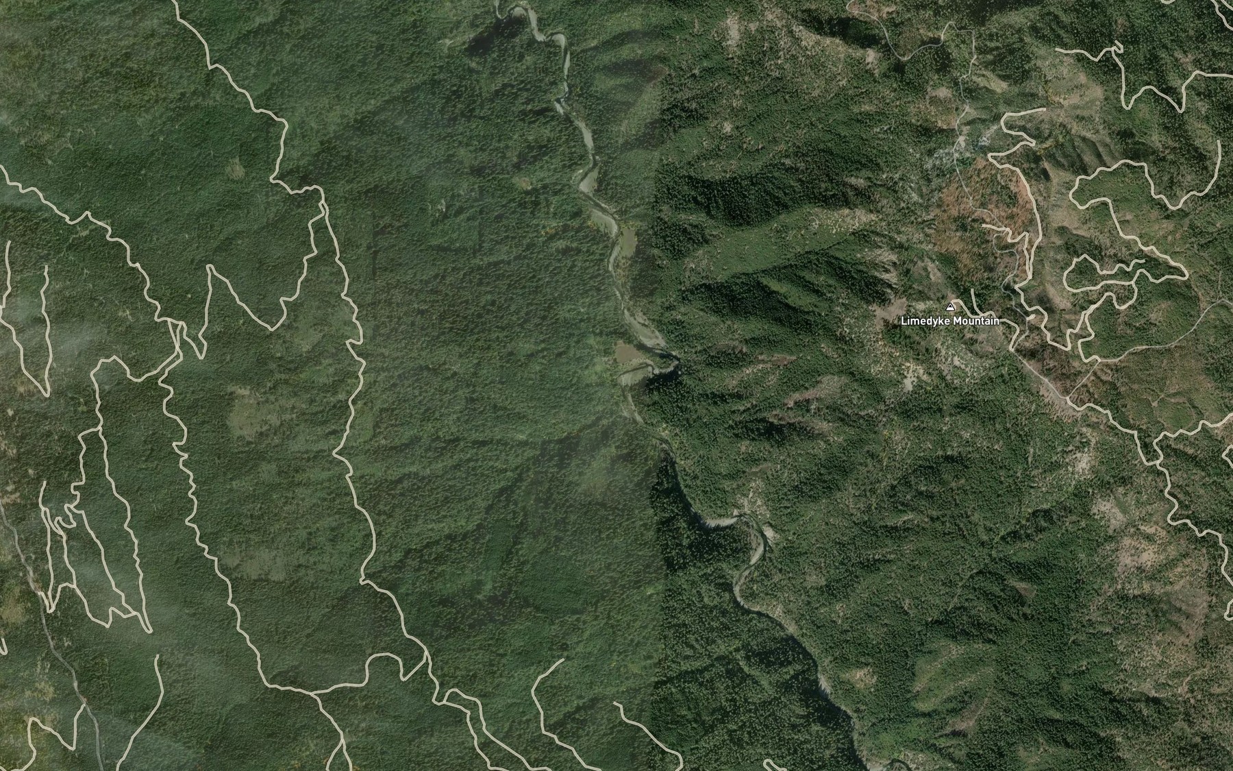 Satellite map of the Sulphur Glade Creek