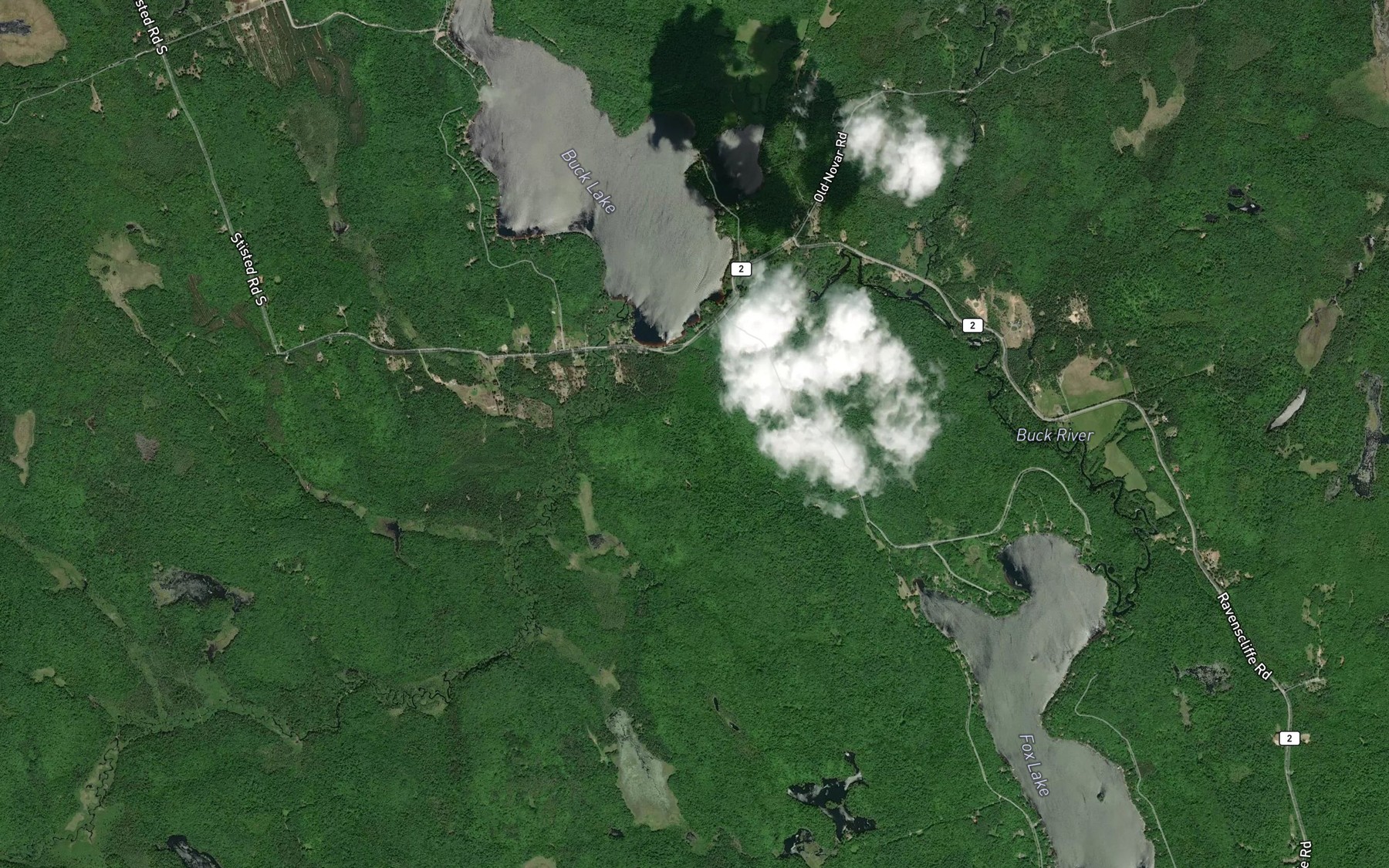 Satellite map of the Axe Creek