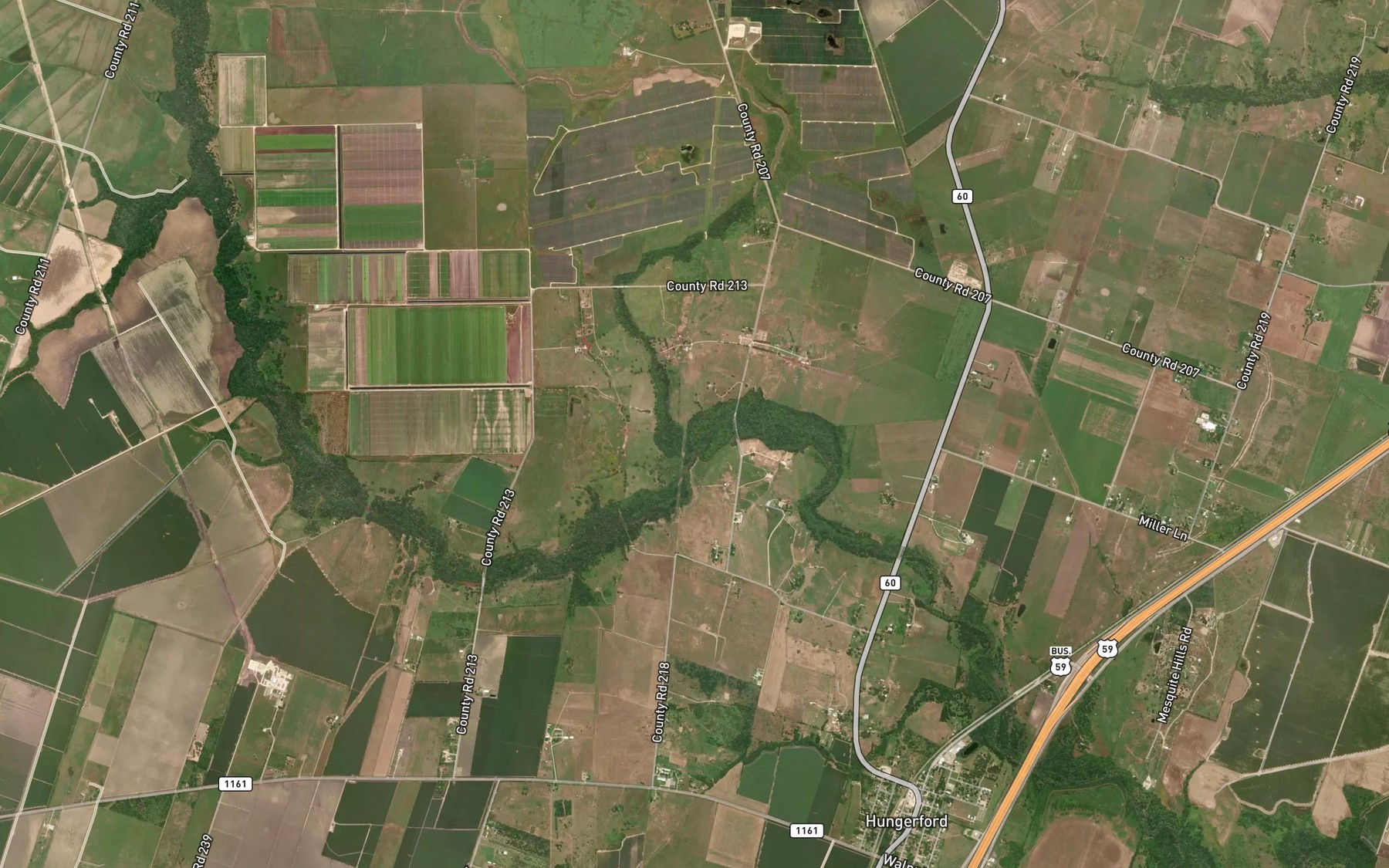 Satellite map of the Sandy Branch