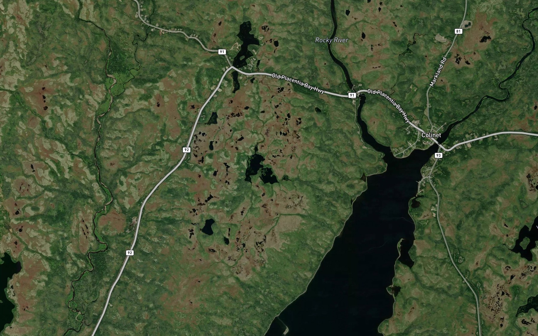 Satellite map of the Barasway Ponds