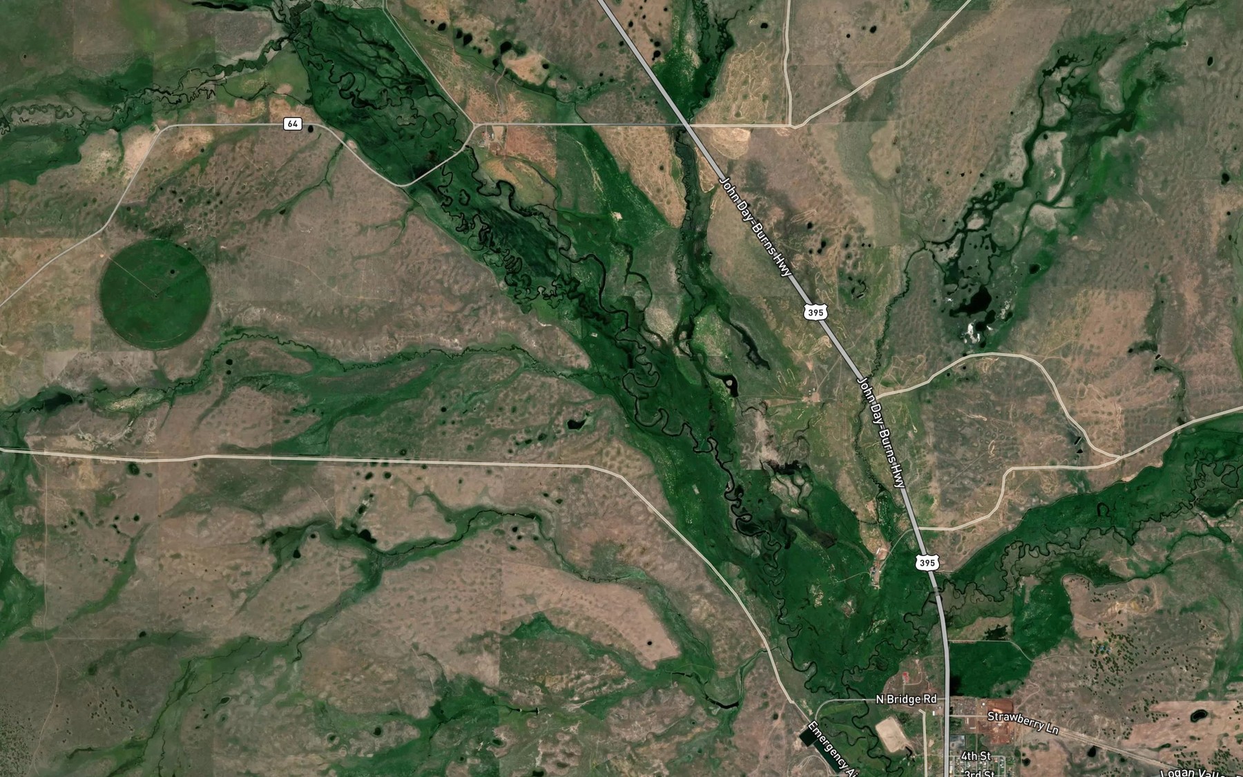 Satellite map of the Damon Creek