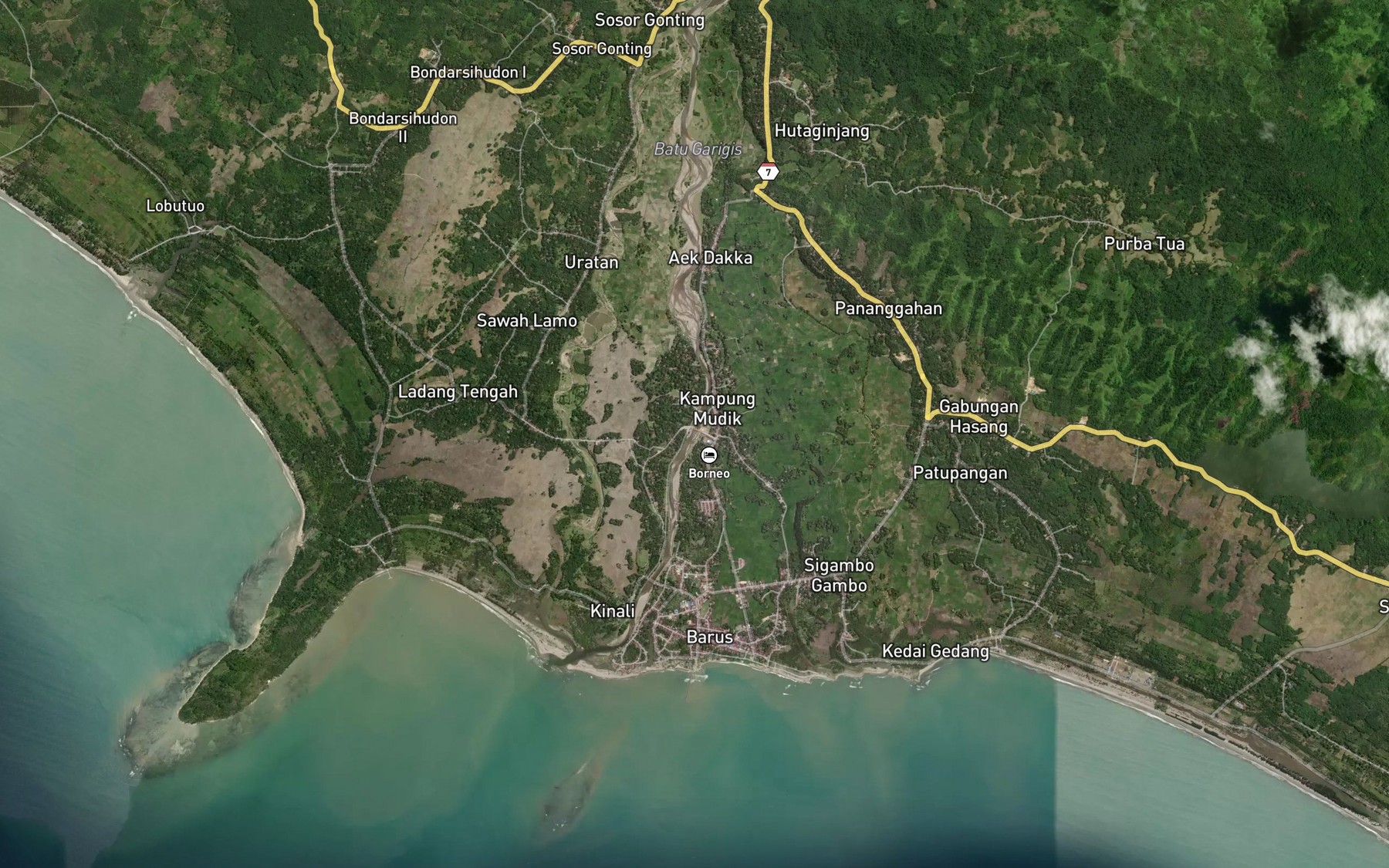 Satellite map of the Aek Si Barau
