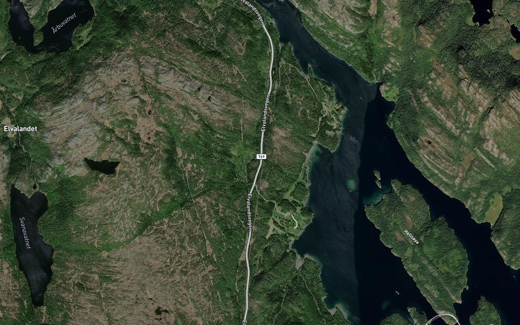 Satellite map of the Trettengelva