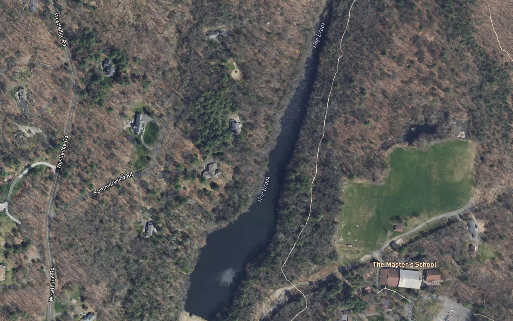 Satellite map of the Simsbury Reservoir