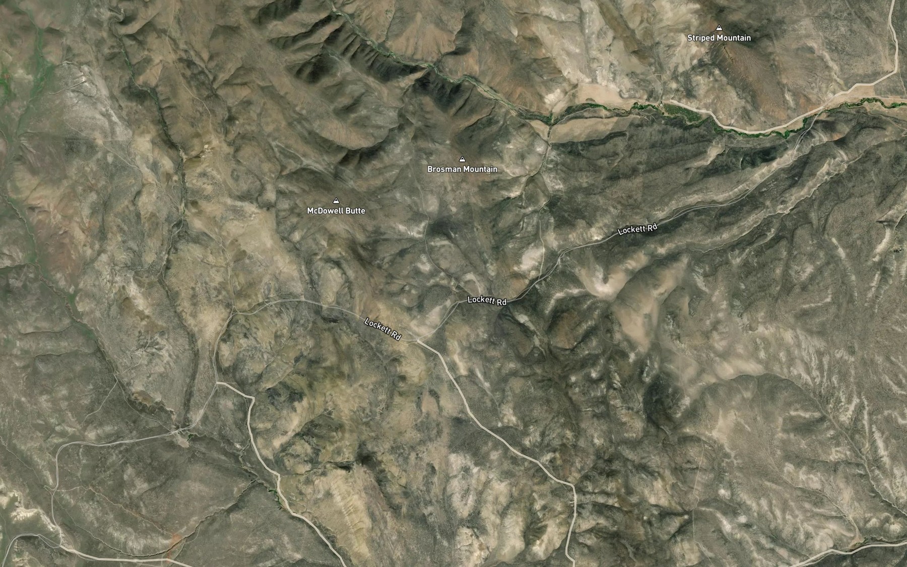 Satellite map of the McDowell Butte Reservoir