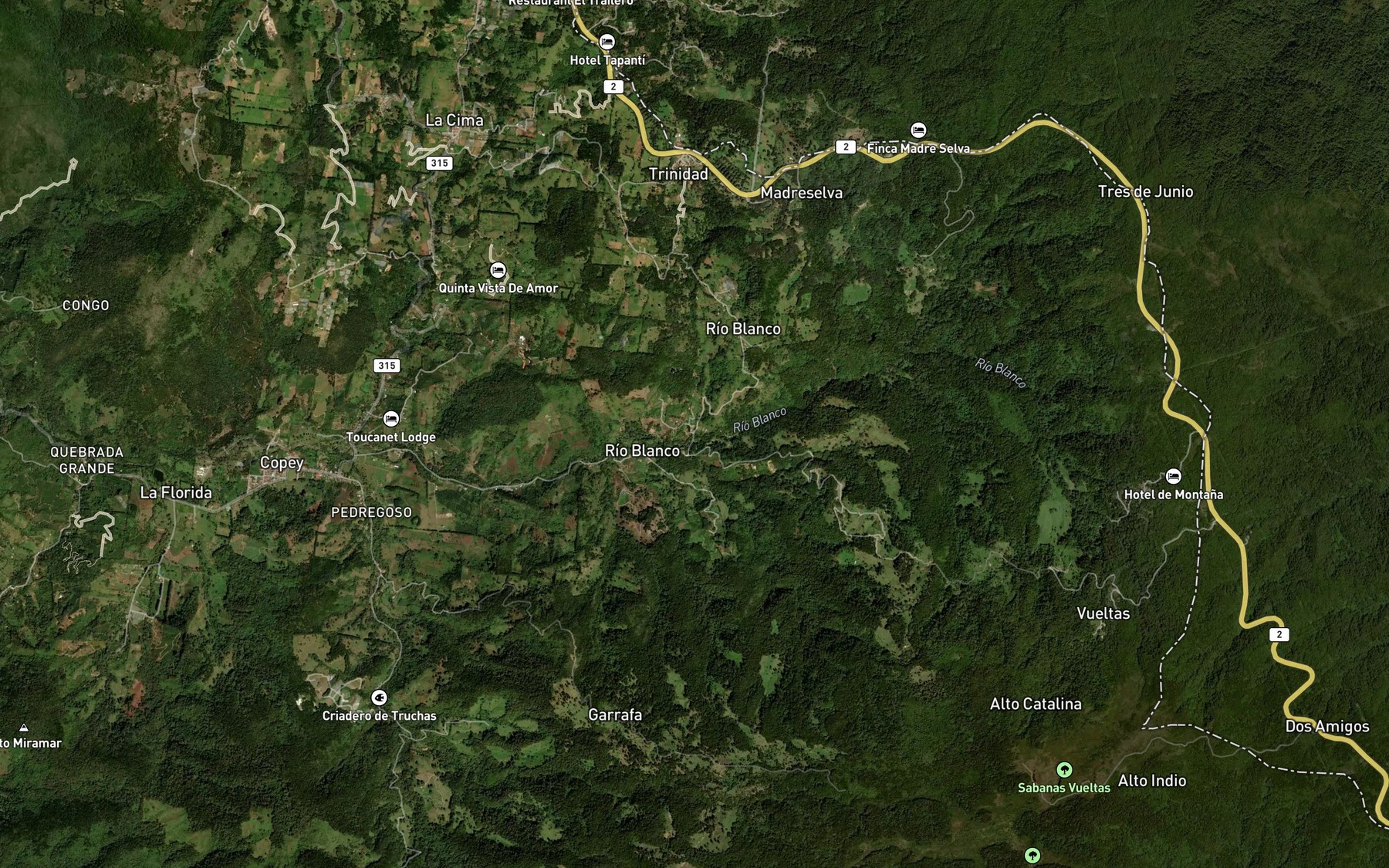 Satellite map of the Quebrada Escuadra