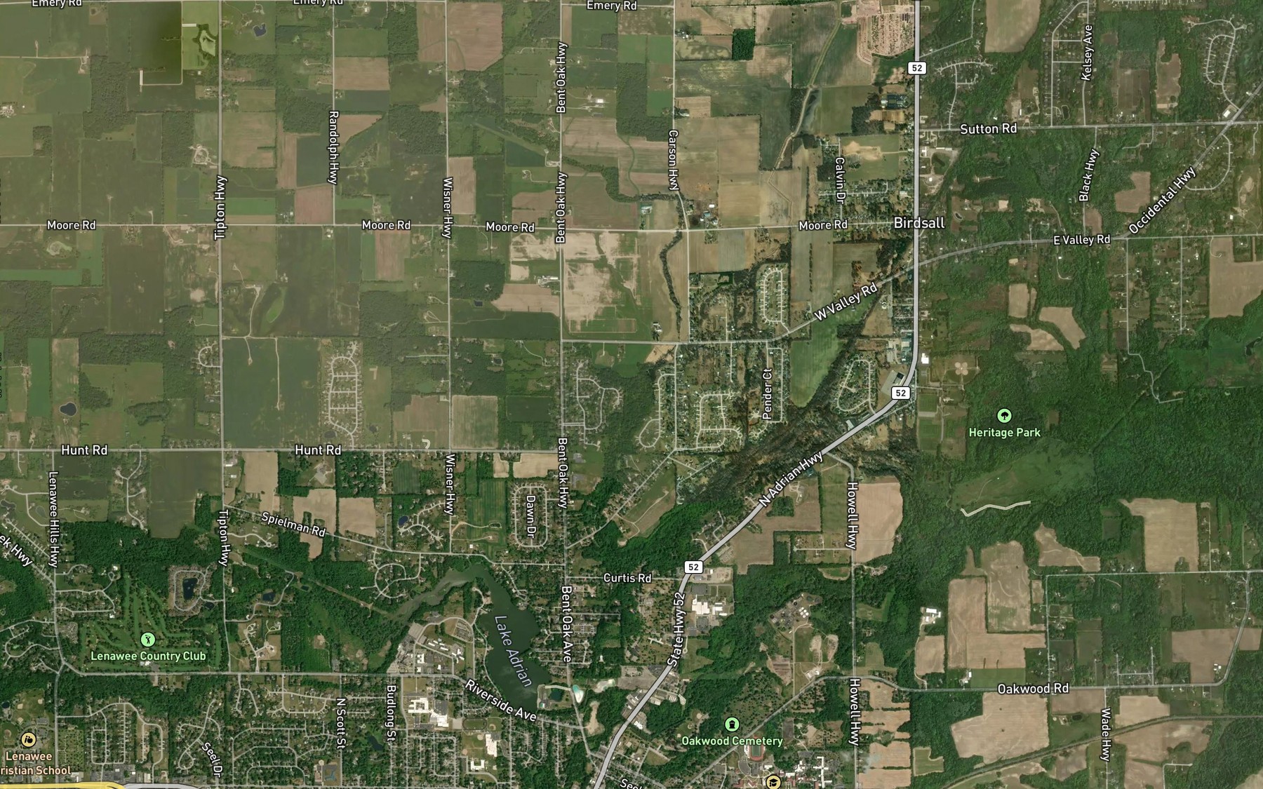 Satellite map of the Stevenson Drain