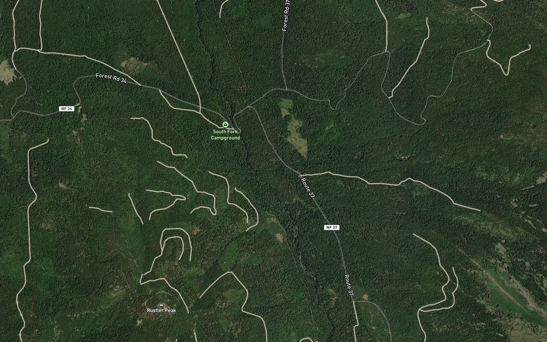 Satellite map of the Frey Creek