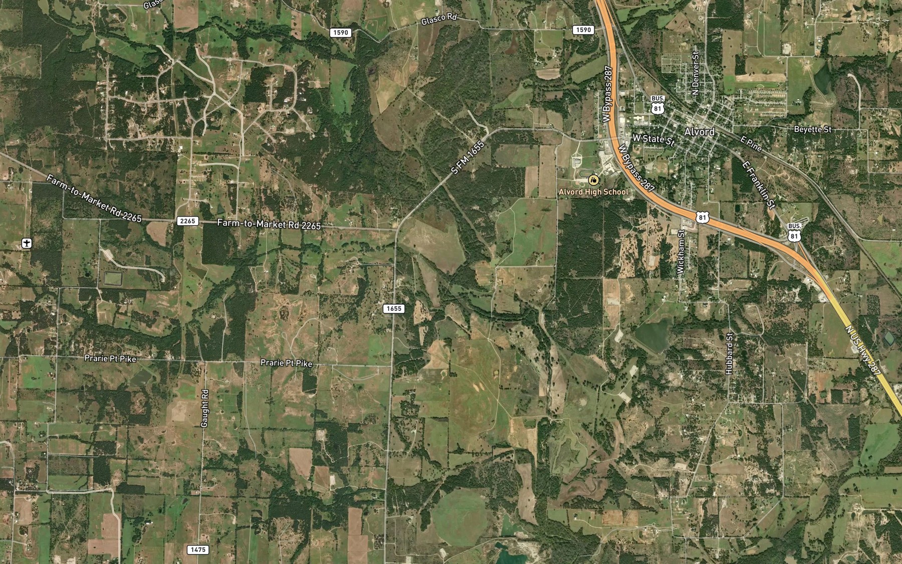 Satellite map of the Chicken Creek