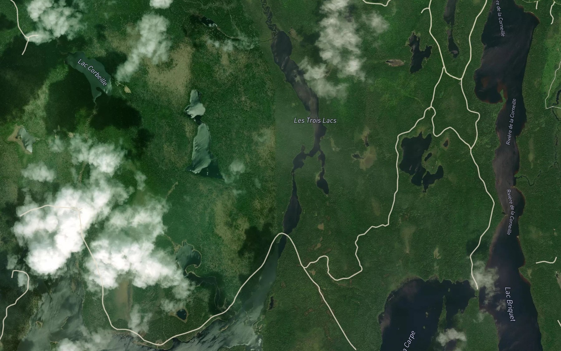 Satellite map of the Les Trois Lacs