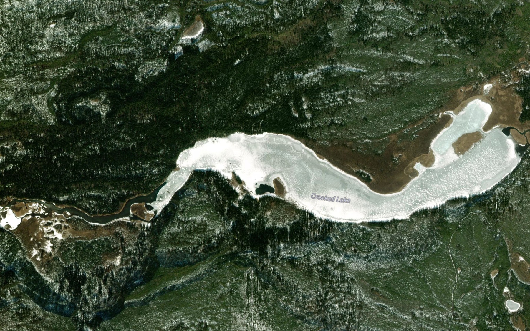 Satellite map of the Crooked Lake