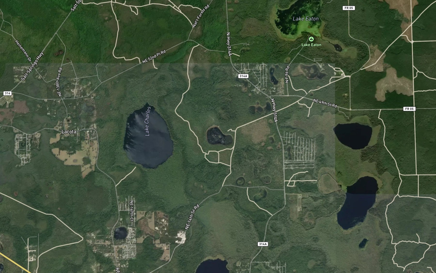 Satellite map of the Tishler Pond