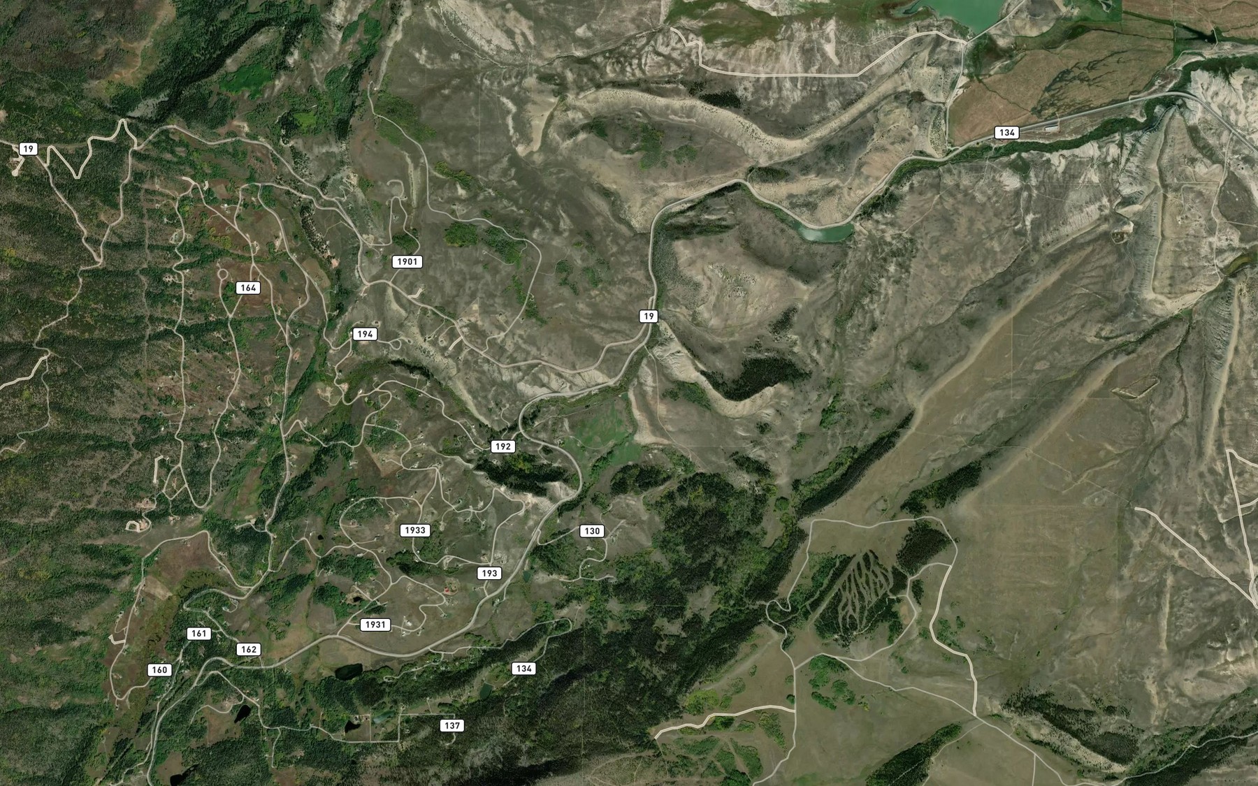 Satellite map of the Burke Spring Creek