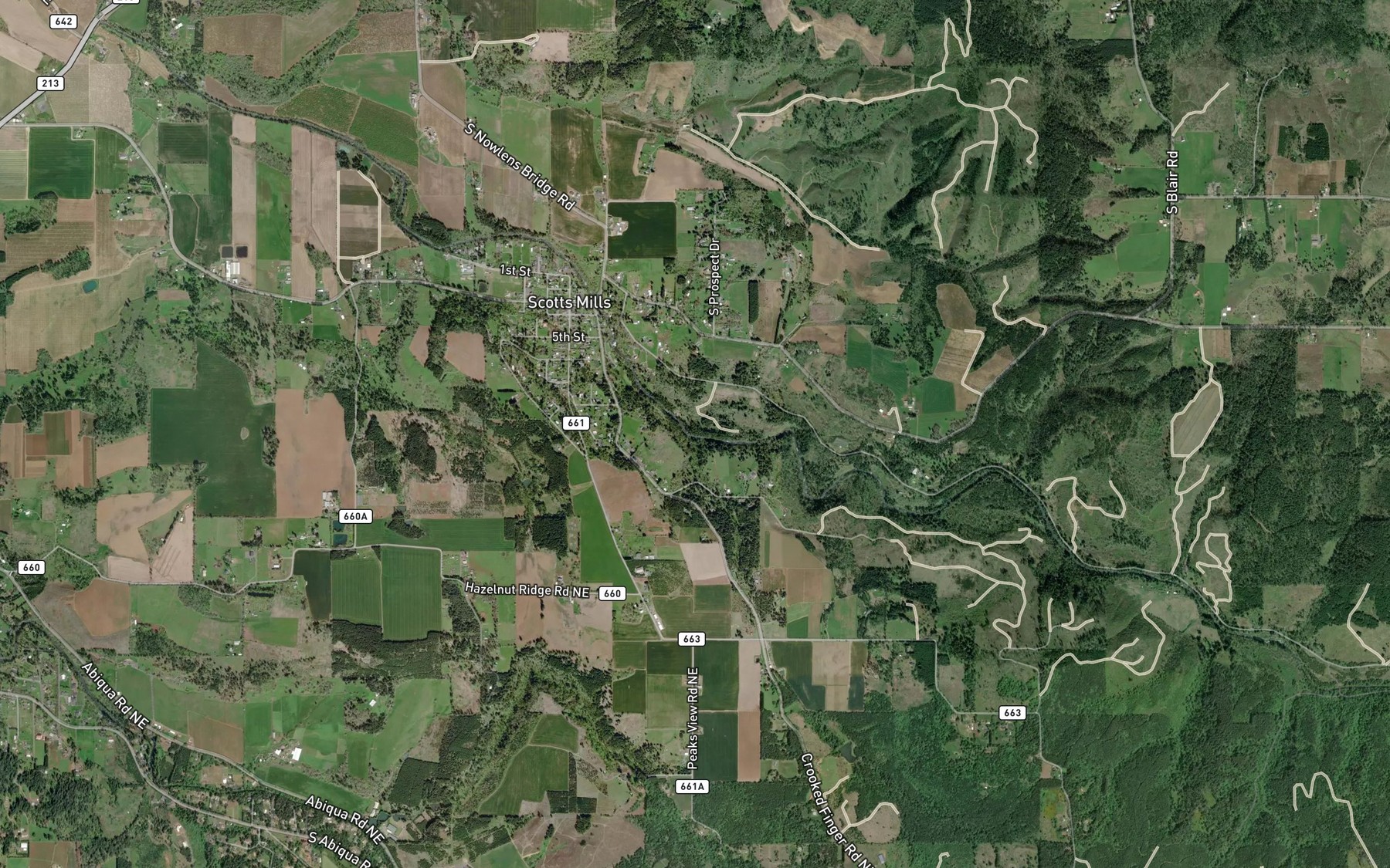 Satellite map of the Mill Creek