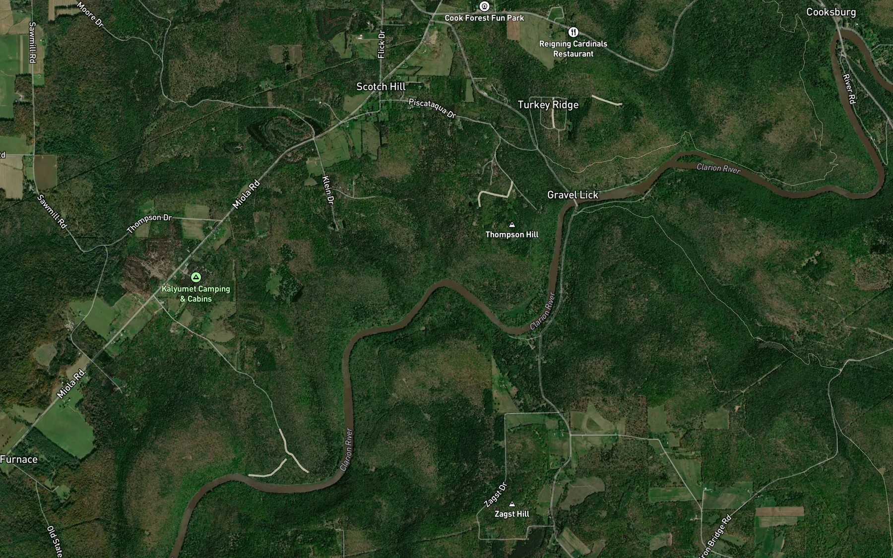 Satellite map of the Watson Run