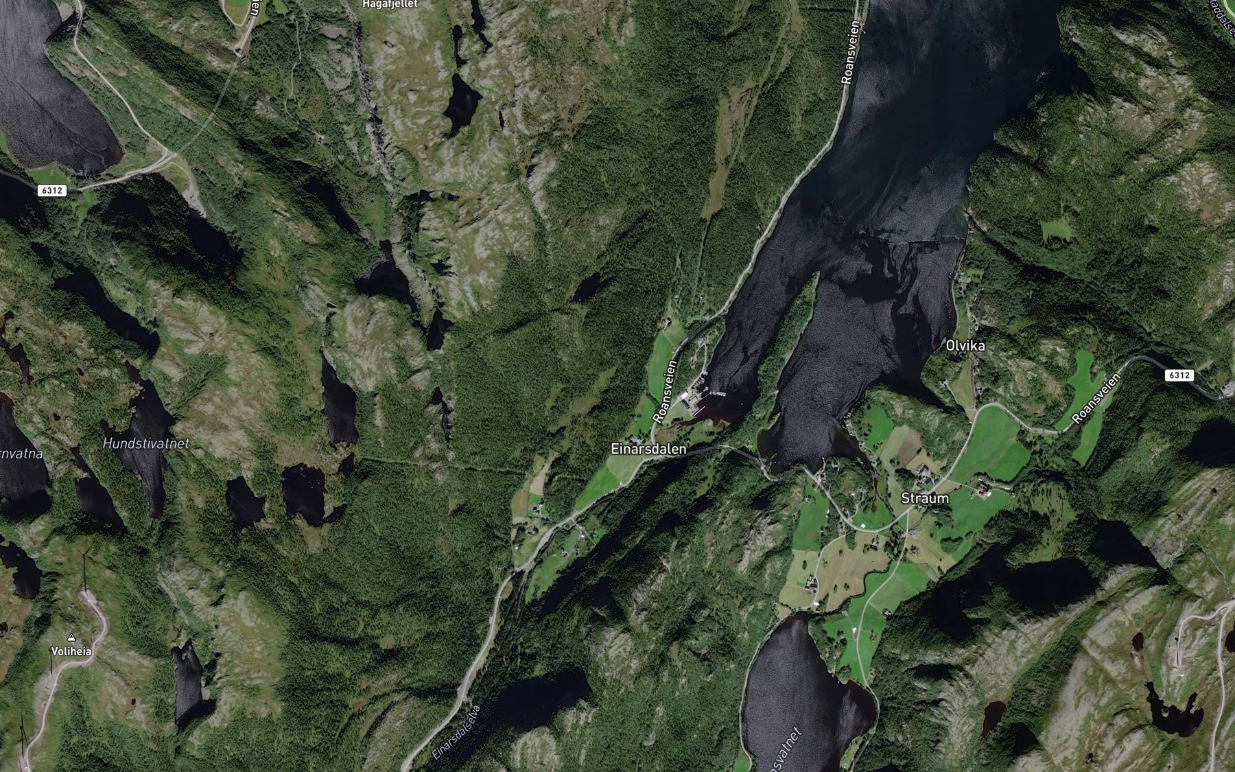 Satellite map of the Tjuvholbekken