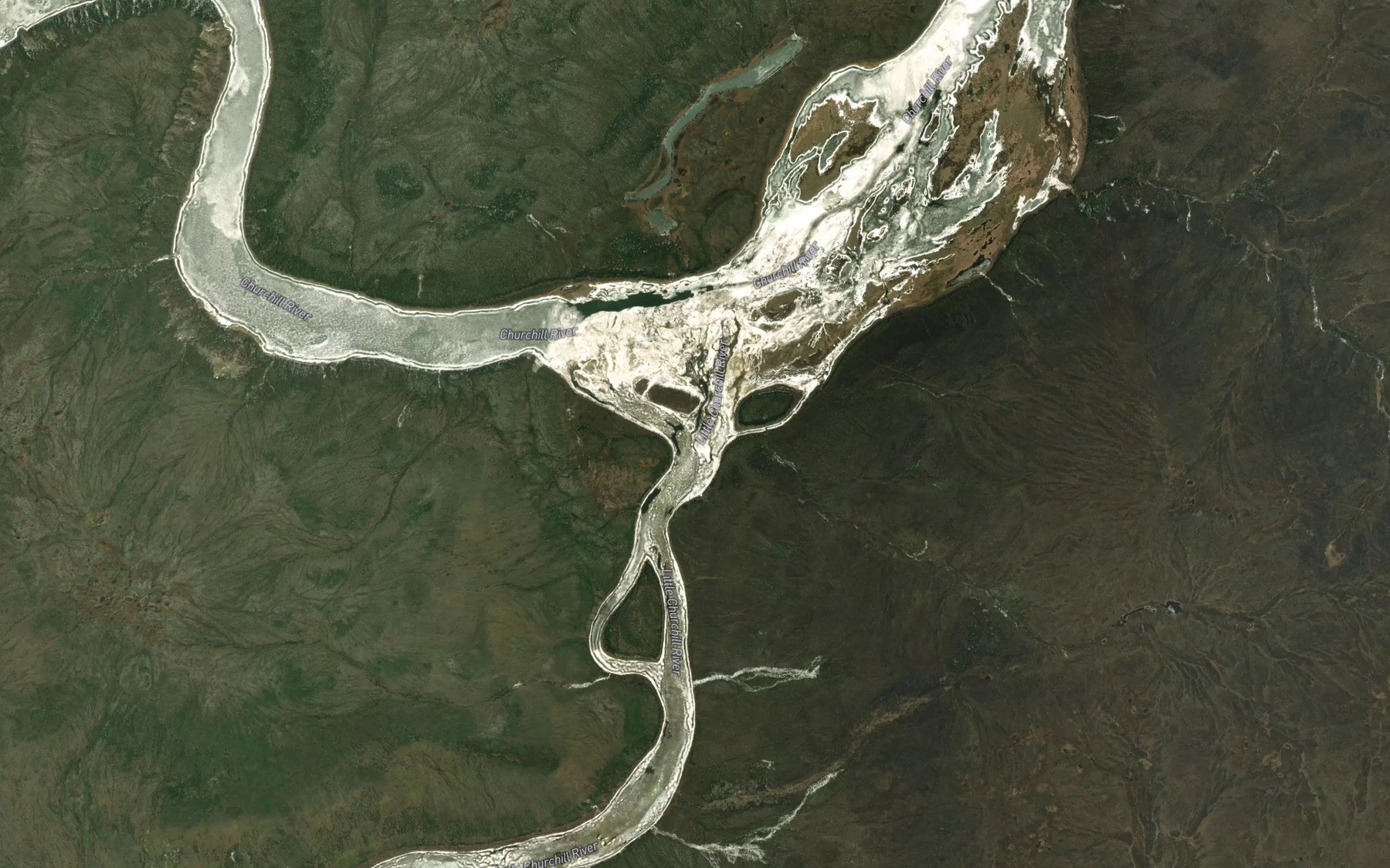 Satellite map of the Little Churchill River