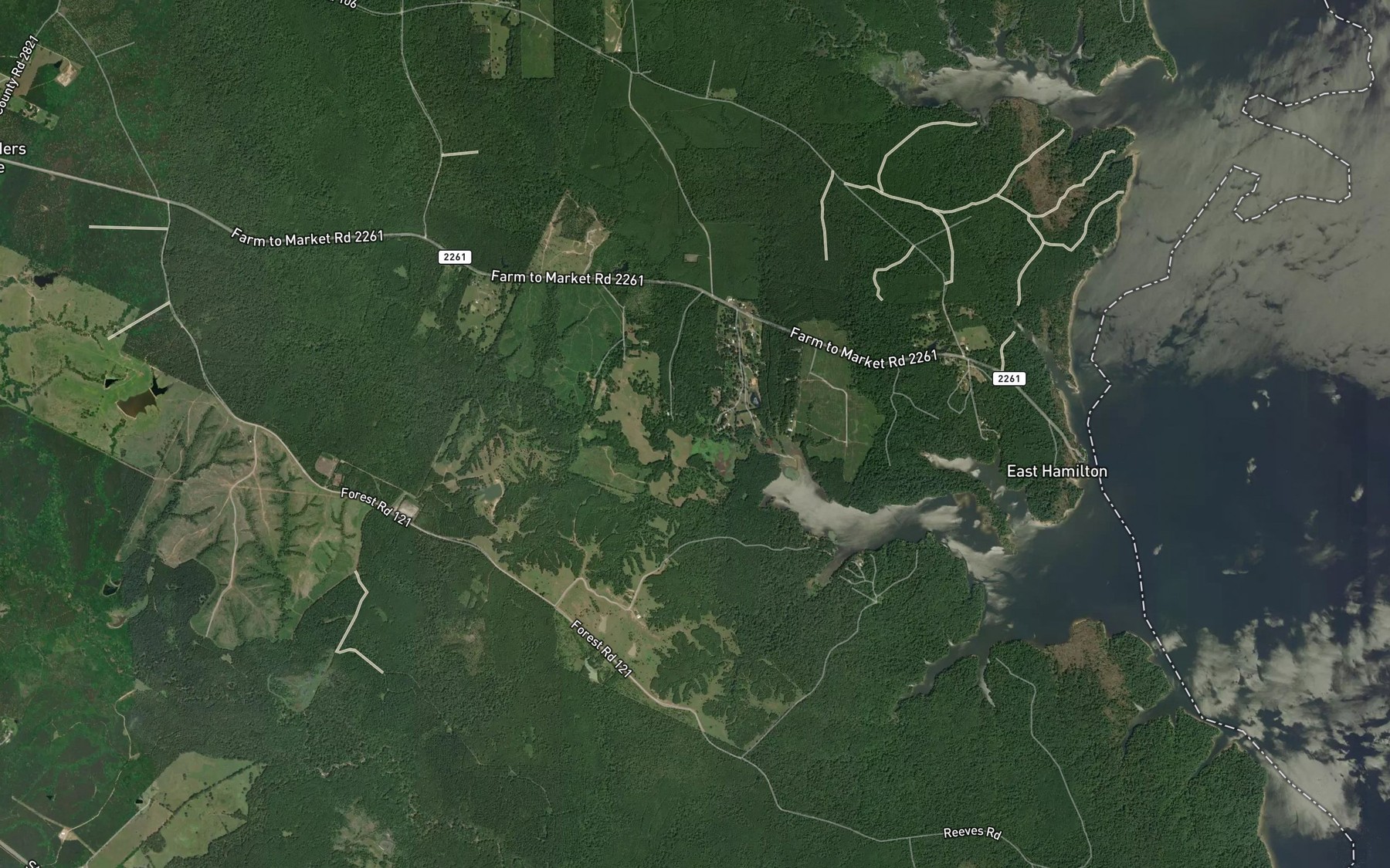 Satellite map of the Martinez Bayou