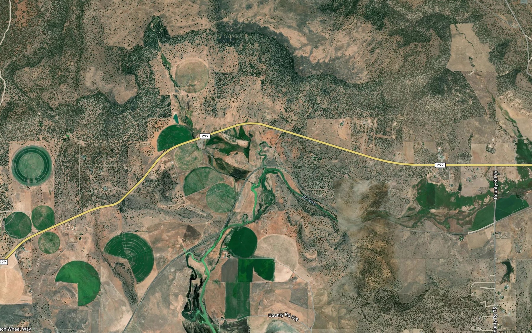 Satellite map of the Hot Creek