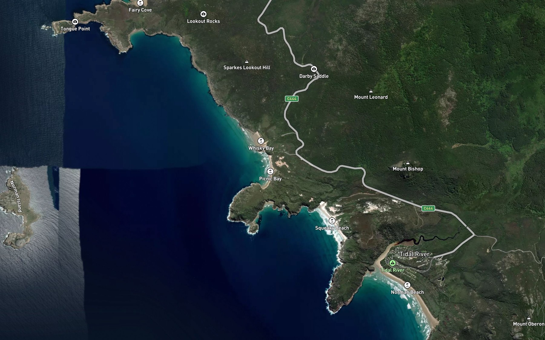Satellite map of the Picnic Bay