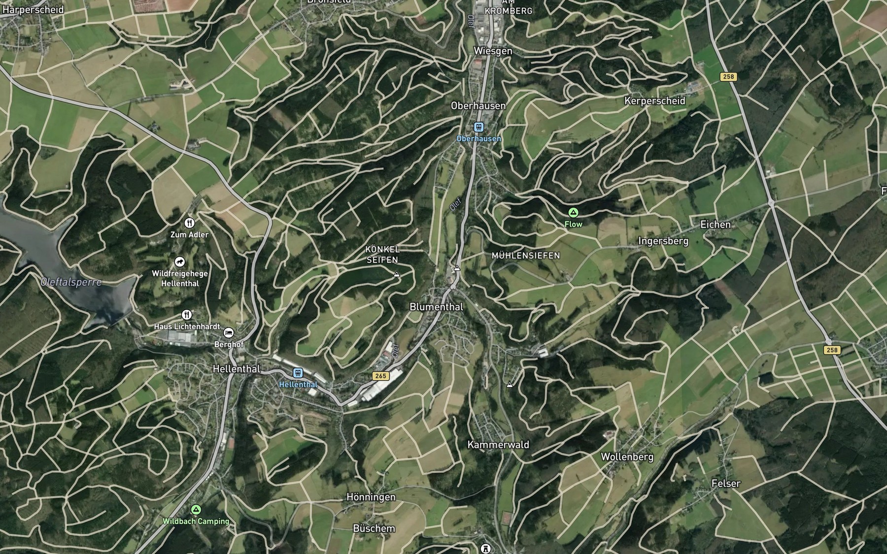 Satellite map of the Reifferscheider Bach