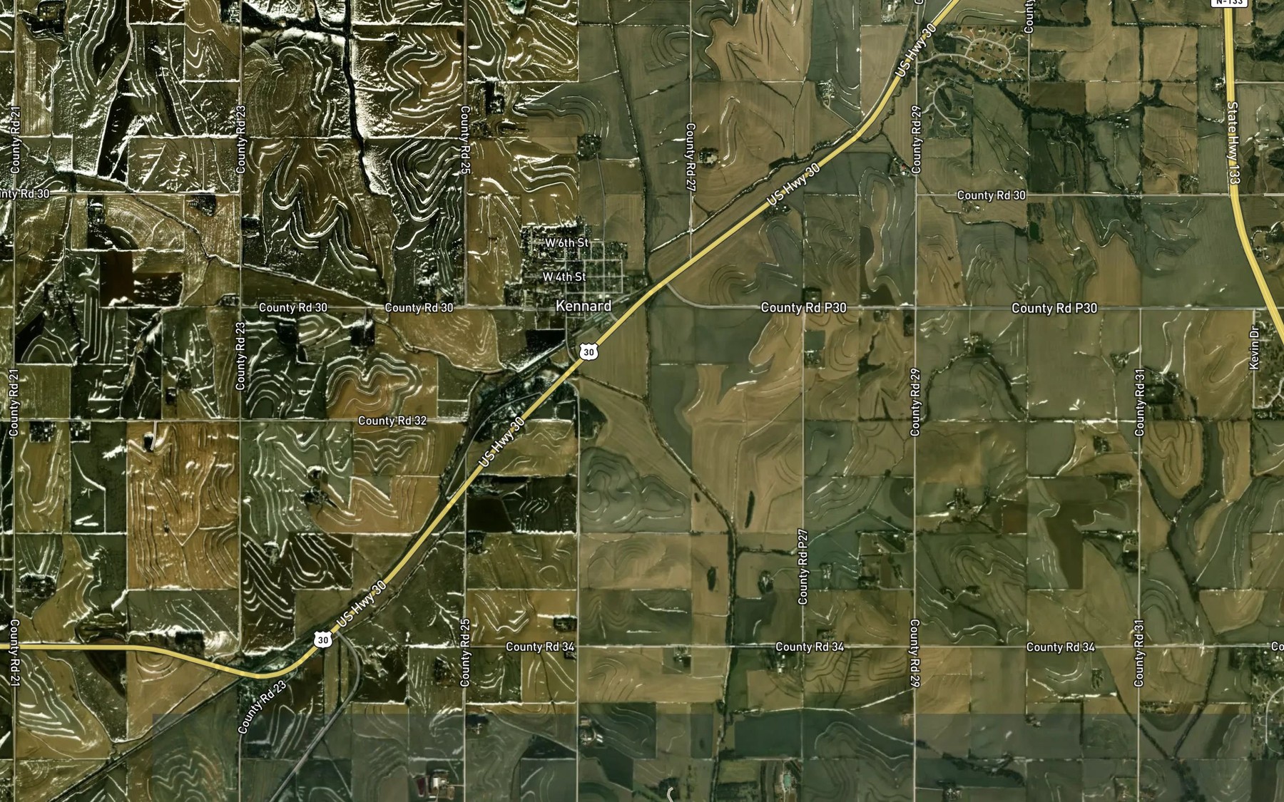 Satellite map of the Northwest Branch Big Papillion Creek