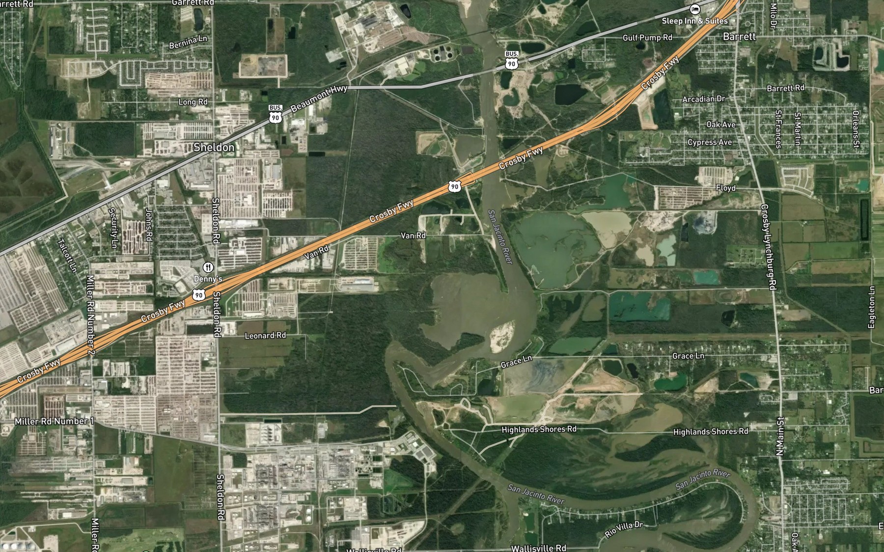 Satellite map of the Bluebell Lake