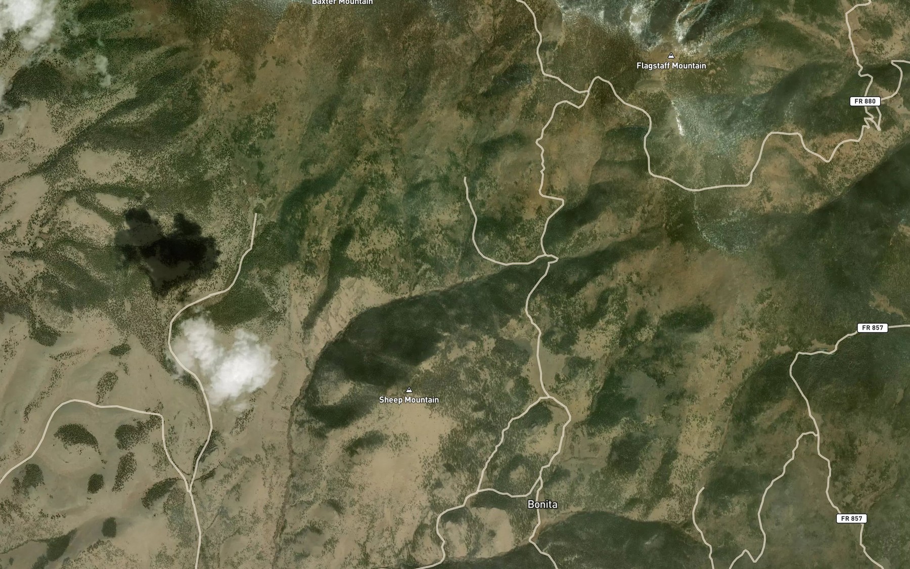 Satellite map of the Phantom Creek