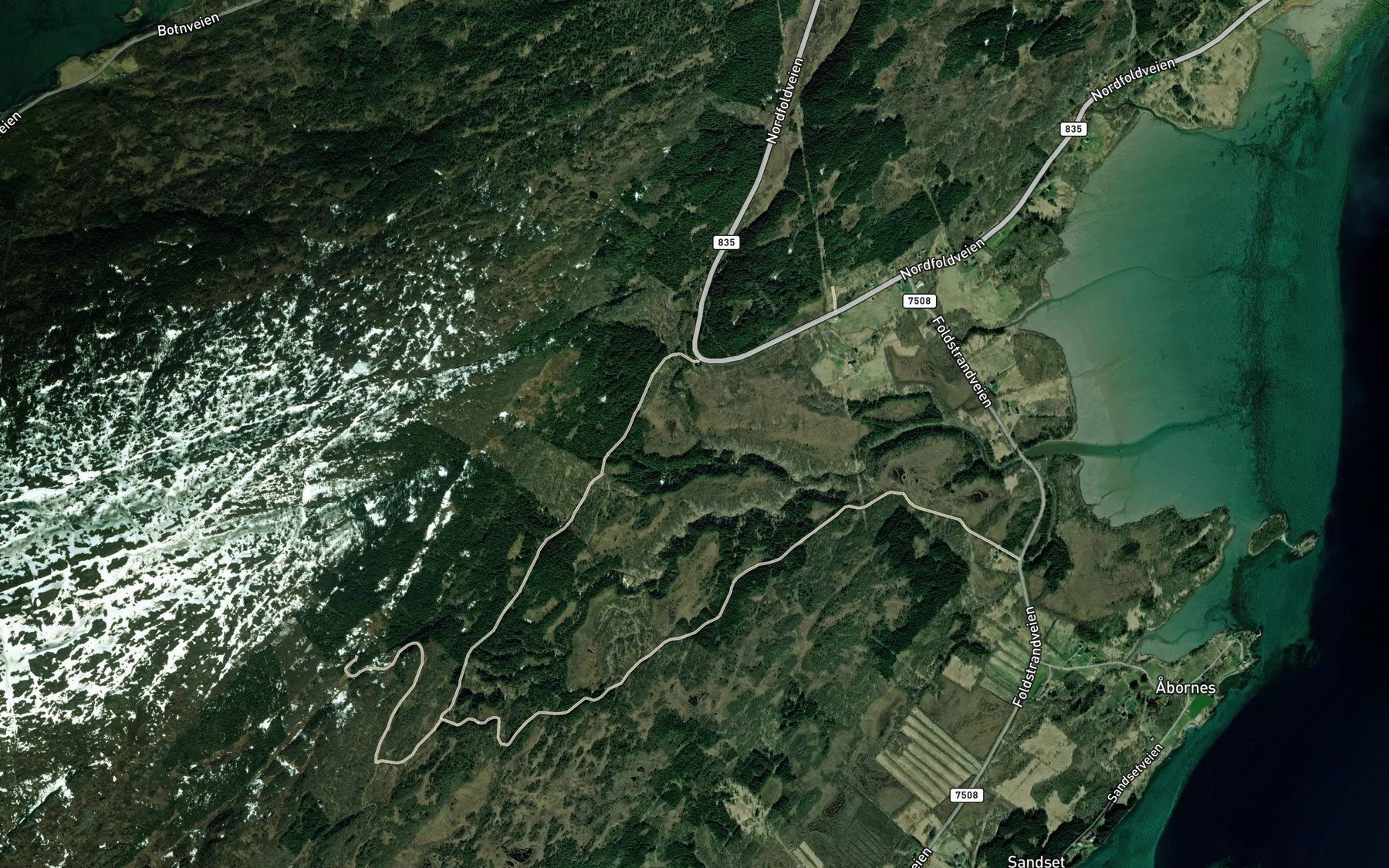 Satellite map of the Djupdalselva
