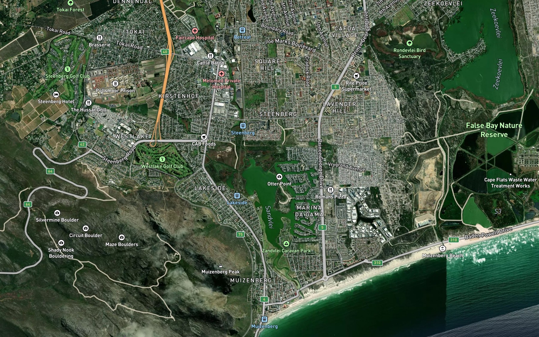 Satellite map of the Sandrivier