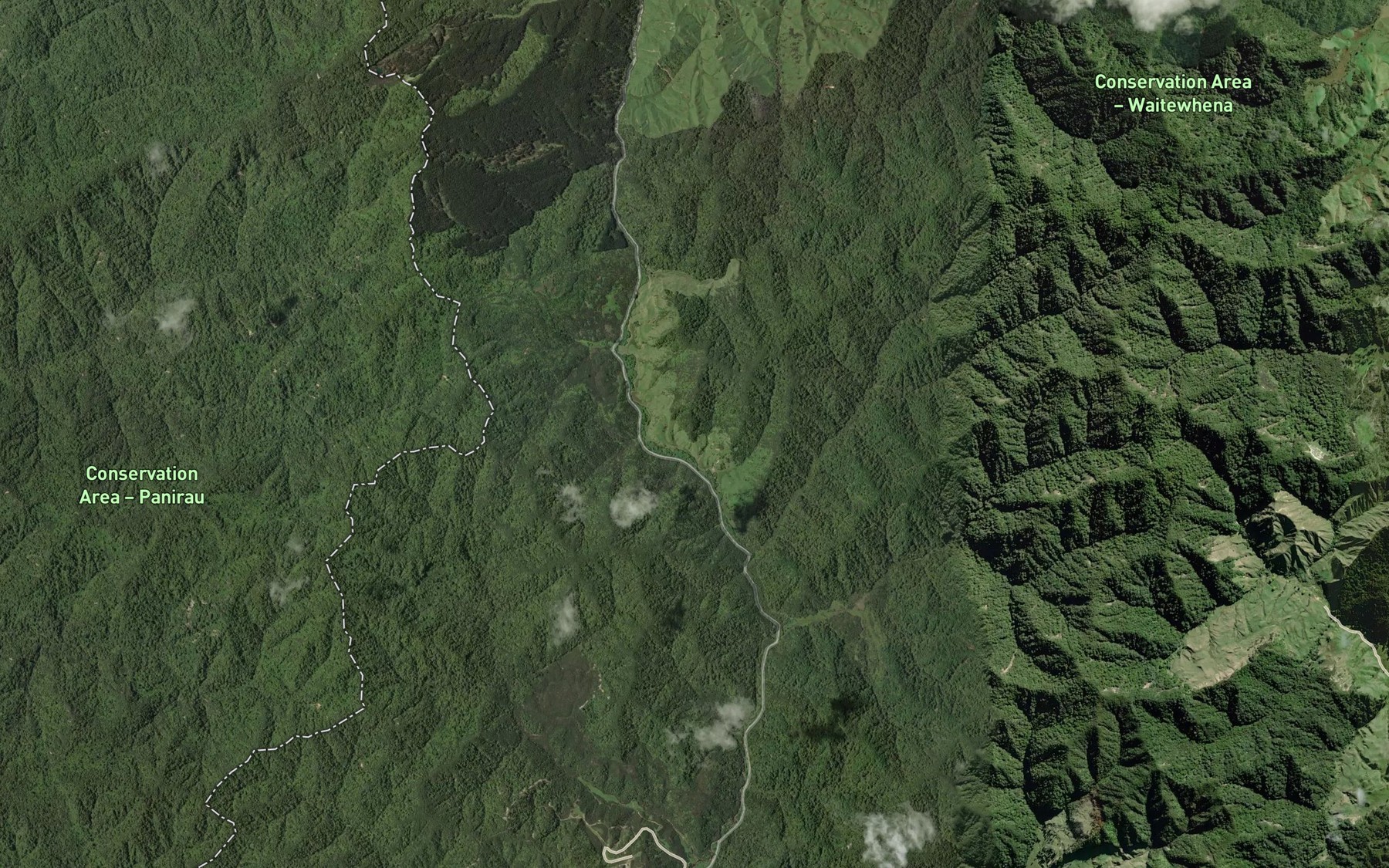 Satellite map of the Waitewhena Stream