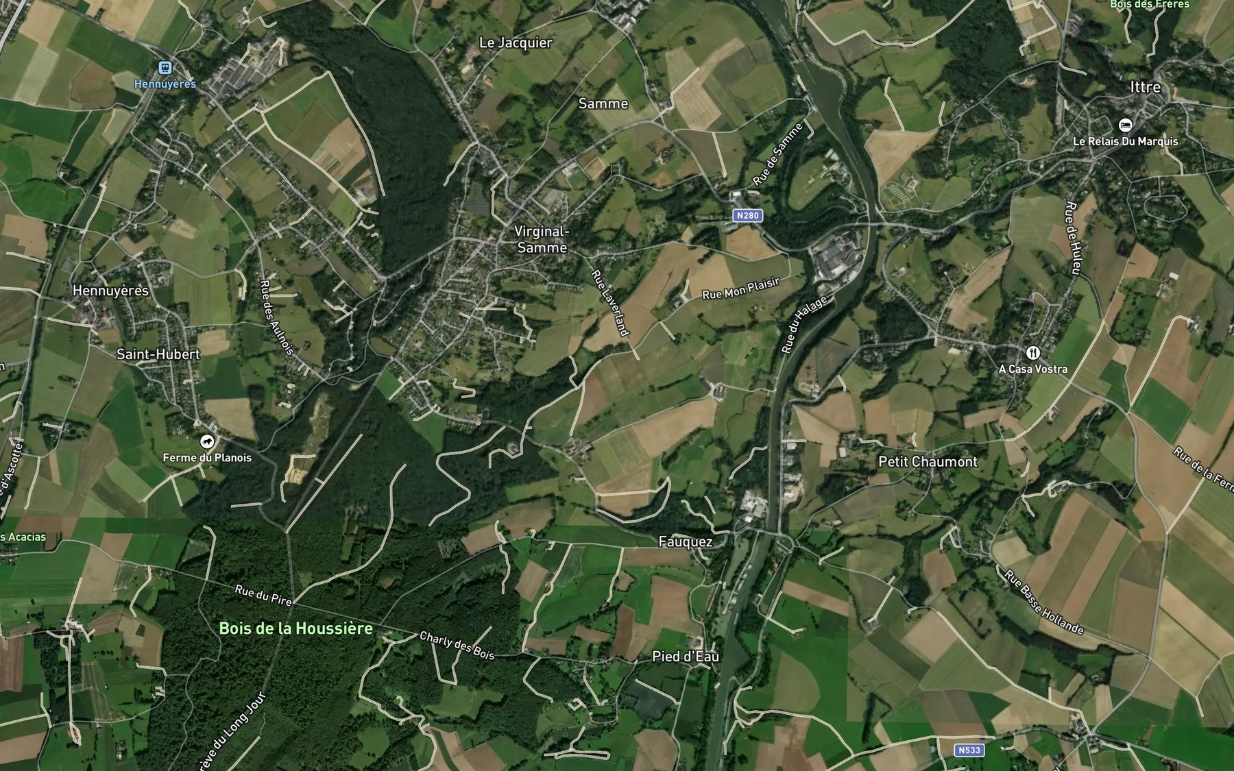 Satellite map of the Ruisseau du Bois des Nonnes