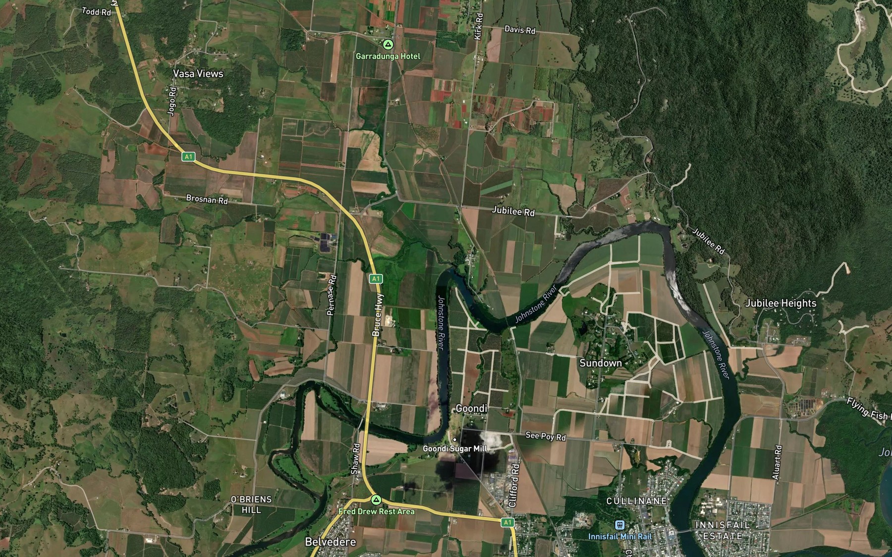 Satellite map of the Johnstone River