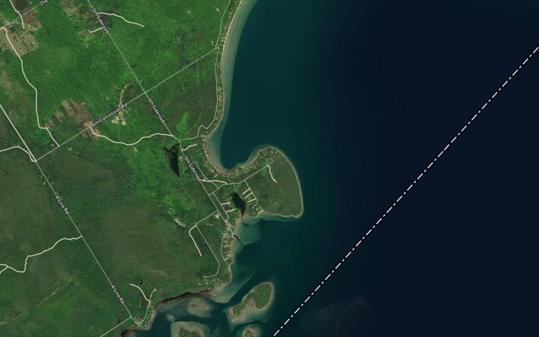 Satellite map of the Whiskey Bay