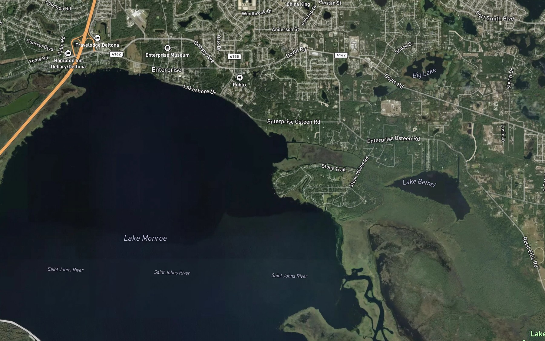 Satellite map of the Bethel Creek